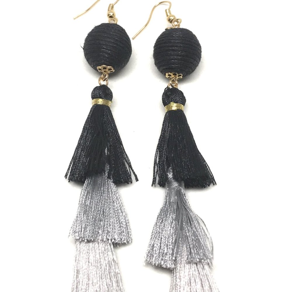 ombre tassel tier earrings